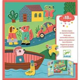 SCENARIO CON ADESIVI RIMOVIBILI stickers GLI ANIMALI kit artistico DJECO set creativo DJ09071 età 18 mesi + Djeco - 1