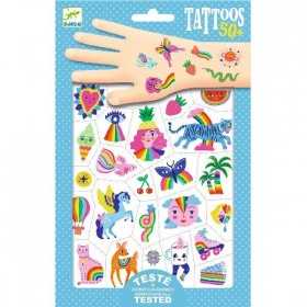 TATTOOS tatuaggi ARCOBALENO con 50+ tattoo RIMUOVIBILI con 2 fogli DJECO DJ09617 età 3+ Djeco - 1