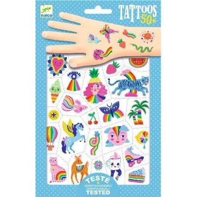 TATTOOS tatuaggi ARCOBALENO con 50+ tattoo RIMUOVIBILI con 2 fogli DJECO DJ09617 età 3+ Djeco - 1