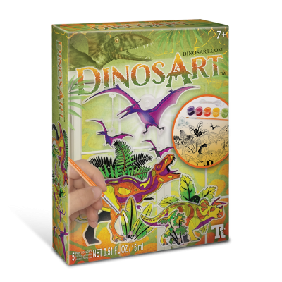 ADESIVI PER FINESTRE DA DECORARE acchiappasole DINOSAURI kit artistico DINOSART suncatchers CREATIVO età 7+ DINOSART - 1