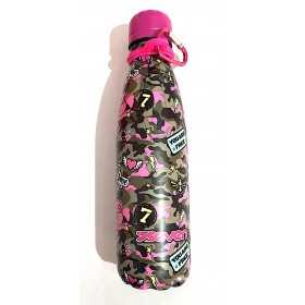 BORRACCIA in acciaio inox 304 SEVEN bottle TENUTA STAGNA 500 ml CAMO ROSA caldo e freddo SEVEN - 1