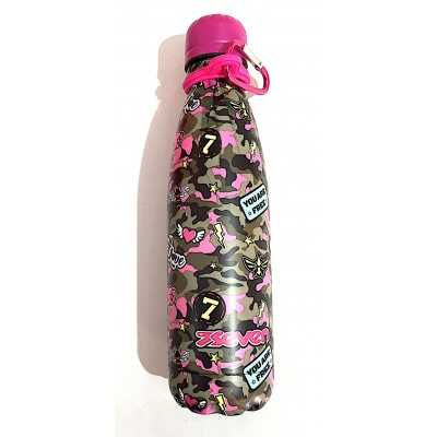 BORRACCIA in acciaio inox 304 SEVEN bottle TENUTA STAGNA 500 ml CAMO ROSA caldo e freddo SEVEN - 1