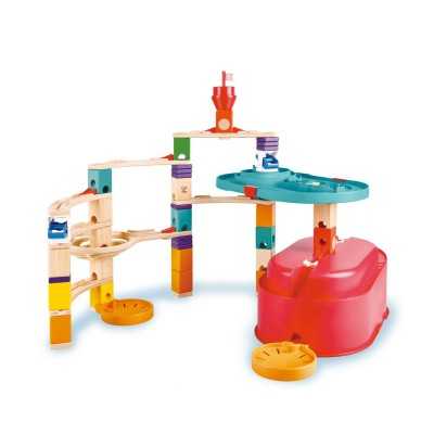 QUADRILLA stack TRACK BUCKET SET con 90 pezzi HAPE in legno e plastica CON BIGLIE IN VETRO età 4+ Hape - 1