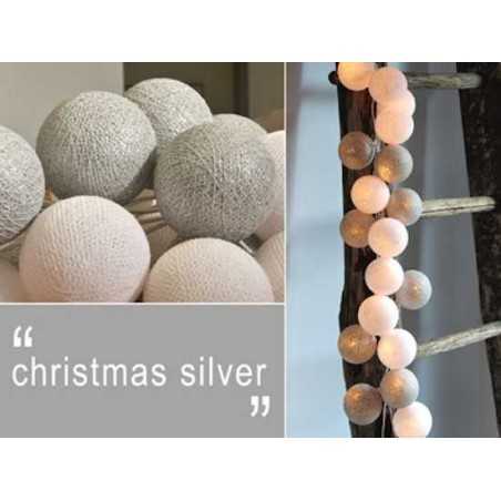 LUCI HAPPY LIGHTS CHRISTMAS SILVER NATALE fila 35 palline colorate in corda con lampadine