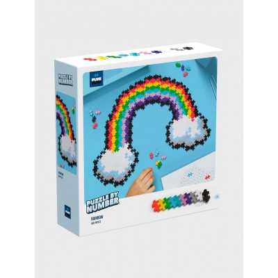 MINI BASIC plus plus PUZZLE BY NUMBER mosaico RAINBOW con 500 pezzi ARCOBALENO età 5+ Plusplus - 1