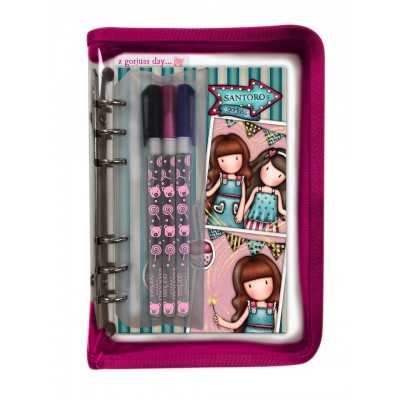 ORGANIZER CON STATIONERY SET astuccio trasparente GORJUSS santoro FIREWORKS viola 1137GJ03 taccuino CANCELLERIA Gorjuss - 2