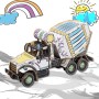 CEMENT MIXER To Do BETONIERA in cartone DA MONTARE e colorare 126 PEZZI kit MADE IN ITALY 6+ TO DO - 3