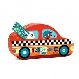 PUZZLE gioco AUTO DA CORSA con 16 pezzi grandi DJECO scatola sagomata DJ07273 età 3+ Djeco - 1