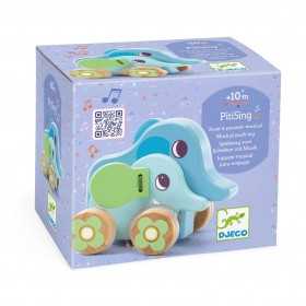 PITISING gioco in legno ELEFANTI da spingere SONORO piti sing DJECO DJ06466 età 10 mesi + Djeco - 1