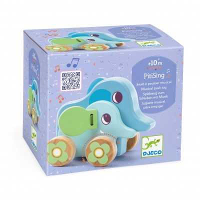 PITISING gioco in legno ELEFANTI da spingere SONORO piti sing DJECO DJ06466 età 10 mesi + Djeco - 1
