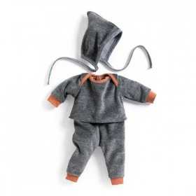 ABITI GRIGIO completo per bambole PERLA pomea collection DJECO età 18 mesi + Djeco - 1