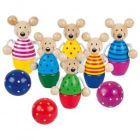 GIOCO DEI BIRILLI a forma di topo TOPOLINI set speedy GOKI in legno CON PALLE età 3+ GOKI - 1