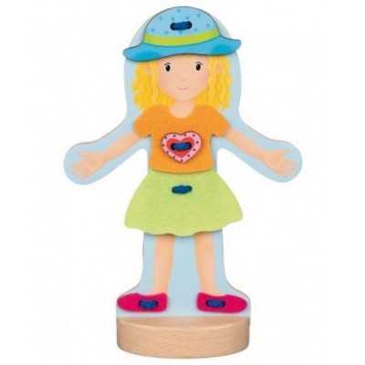 BAMBOLA DA VESTIRE base in legno VESTITI IN STOFFA set di 10 abiti GOKI età 4+ GOKI - 1