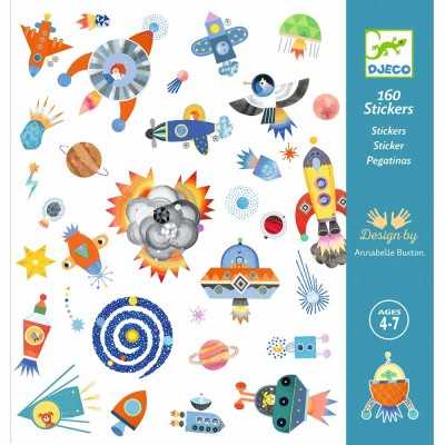 ADESIVI set di 160 stickers SPAZIO viaggio interstellare DJECO creativo DJ09270 età 4+ Djeco - 1