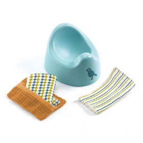 VASINO e salviette POMEA collection AZZURRO per bambole DJECO età 18 mesi + Djeco - 1