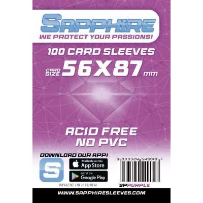 100 BUSTINE PROTETTIVE Sapphire PURPLE card sleeves 56 x 87 mm RED GLOVE 50% più spesse TRASPARENTI viola Red Glove - 1