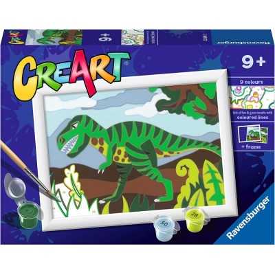 CREART kit artistico ROAMING DINOSAUR ravensburger 9 COLORI con cornice DINOSAURO età 9+ Ravensburger - 1