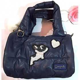 ROUND HANDBAG con manici MORBIDA blu BORSETTA borsa IMBOTTITA con zip CAMOMILLA CARTORAMA - 1