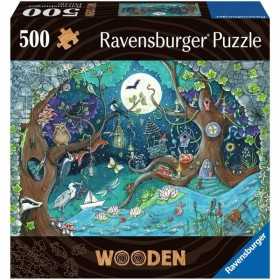WOODEN ravensburger PUZZLE da 500 pezzi FANTASY FOREST con 40 whimsies INSERTI SAGOMATI in legno