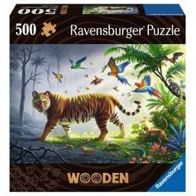WOODEN ravensburger PUZZLE da 500 pezzi JUNGLE TIGER con 40 whimsies INSERTI SAGOMATI in legno