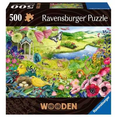 WOODEN ravensburger PUZZLE da 500 pezzi NATURE GARDEN con 40 whimsies INSERTI SAGOMATI in legno Ravensburger - 1