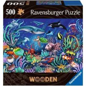 WOODEN ravensburger PUZZLE da 500 pezzi UNDER THE SEA con 40 whimsies INSERTI SAGOMATI in legno