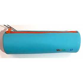 ASTUCCIO in silicone AZZURRO monocromo CON ZIP pencil case SACCUCCIOLI LEBEZ - 1