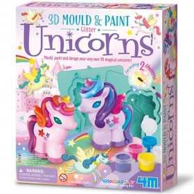UNICORNI modella e dipingi 3d GLITTER kit artistico 4M con pennello e COLORI età 5+ 4M - 1