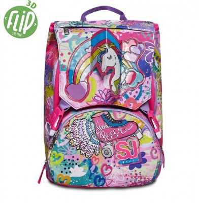 ZAINO scuola ESTENSIBILE BIG sdoppiabile SJ GANG seven MAGICFLIP backpack GIRL vol 21 28 litri UNICORNO SEVEN - 1