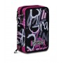 ASTUCCIO scuola 3 ZIP seven TRIPLO SCOMPARTO pencil case CHULKY tre piani NERO ROSA completo SEVEN - 1