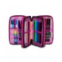 ASTUCCIO scuola 3 ZIP seven TRIPLO SCOMPARTO pencil case CHULKY tre piani NERO ROSA completo SEVEN - 2