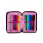 ASTUCCIO scuola 3 ZIP seven TRIPLO SCOMPARTO pencil case CHULKY tre piani NERO ROSA completo SEVEN - 4