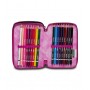 ASTUCCIO scuola 3 ZIP seven TRIPLO SCOMPARTO pencil case CHULKY tre piani NERO ROSA completo SEVEN - 5