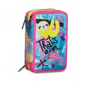 ASTUCCIO scuola 3 ZIP seven SJ GANG triplo scomparto CLACK IT completo GIRL pencil case PRADIPO tre piani SEVEN - 1