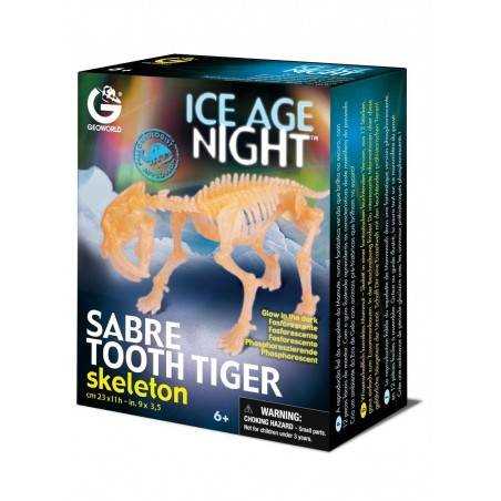TIGRE DAI DENTI A SCIABOLA scheletro kit di montaggio fosforescente Geoworld