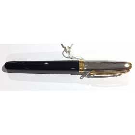PENNA STILOGRAFICA in cofanetto SHEAFFER in metallo CHIUSURA CLICK argentato nero oro - 1