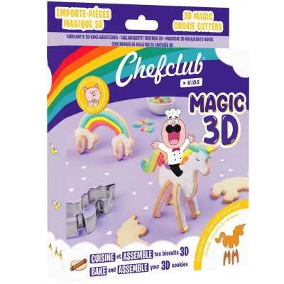 KIT PER BISCOTTI puzzle da mangiare UNICORNI 3D in acciaio inossidabile CHEFCLUB cucina KIDS formine MAGIC età 4+ CHEFCLUB - 1