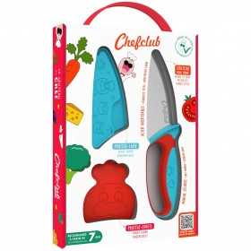 COLTELLO BABY CHEF per bambini BLU E ROSSO acciaio inossidabile CHEFCLUB cucina KIDS età 7+ CHEFCLUB - 1