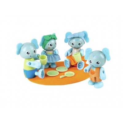 FAMIGLIA DI ELEFANTI elephant family HAPE con accessori IN BAMBOO green planet explorers E3527 età 3+ Hape - 1