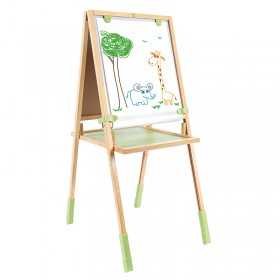 LAVAGNA IN BAMBU bamboo HAPE altezza regolabile E2001 double face 3 IN 1 multiattività CON FOGLI E GESSI età 3+ Hape - 2