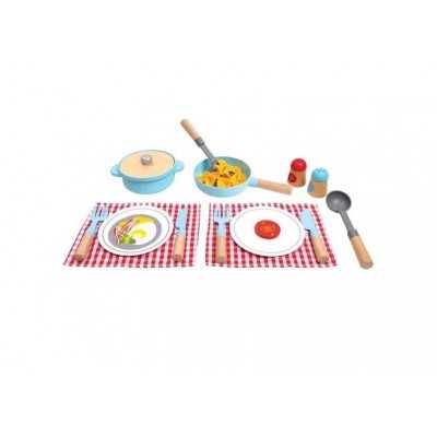 CUOCI E SERVI little chef cooking & serve play set HAPE in legno plastica e stoffa E3208 età 2+ Hape - 1
