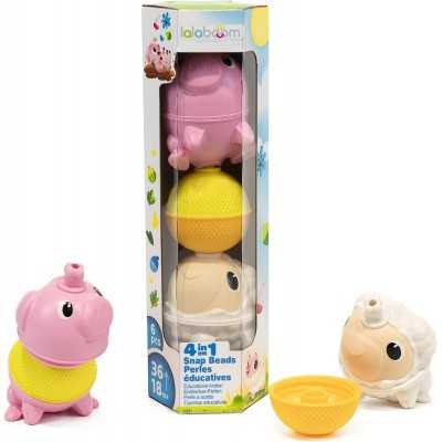 TUBO 4 in 1 ANIMALI DELLA FATTORIA gioco LALABOOM in plastica speciale 6 PEZZI attività SET età 10 mesi + lalaboom - 2
