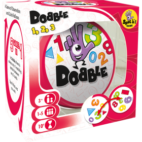 DOBBLE 1 2 3 party game NUMERI E FORME con 5 giochi in uno IN ITALIANO età 3+ Asmodee - 1