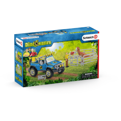 VEICOLO 4X4 CON DINOSAURO e accessori SCHLEICH miniature in resina DINOSAURS set 41464 età 5+ Schleich - 1