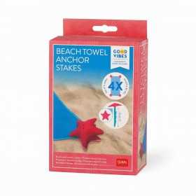 SET 4 PICCHETTI FERMA TELO MARE anti vento STARFISH stella marina LEGAMI GOOD VIBES