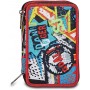 ASTUCCIO scuola 3 ZIP seven SJ GANG completo FIREGOAL calcio TRIPLO SCOMPARTO tre piani SEVEN - 1