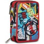 ASTUCCIO scuola 3 ZIP seven SJ GANG completo FIREGOAL calcio TRIPLO SCOMPARTO tre piani SEVEN - 2