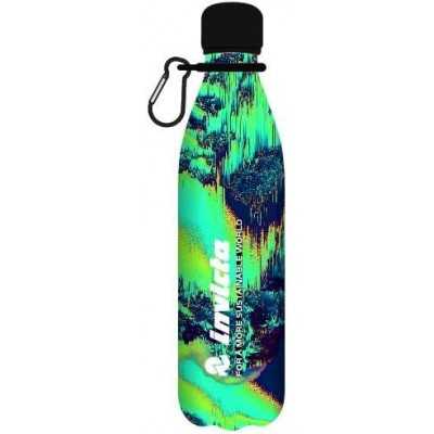 BORRACCIA in acciaio inox 304 INVICTA bottle TENUTA STAGNA 500 ml BLU VERDE caldo e freddo Invicta - 1