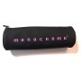 ASTUCCIO in silicone NERO SCRITTA ROSA monocromo CON ZIP pencil case TOMBOLINO PIGNA - 1