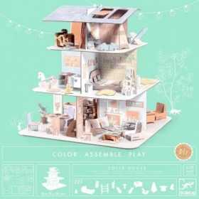 CASA DELLE BAMBOLE in cartone robusto DA COSTRUIRE E COLORARE da 225 pezzi DJECO DJ08005 età 6+ Djeco - 1